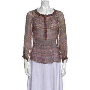Isabel Marant 'Silk' Pink Round Neck Printed Long Sleeve Blouse Size OS